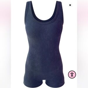 Black Washed Unitard Romper